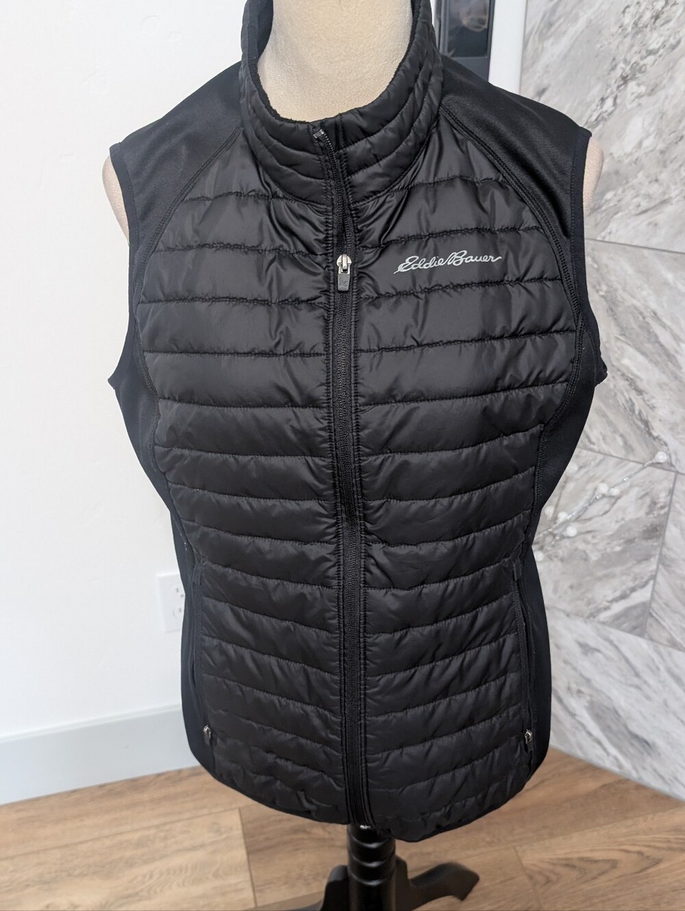Eddie Bauer Black Quilted Lightweight Packable Vest
